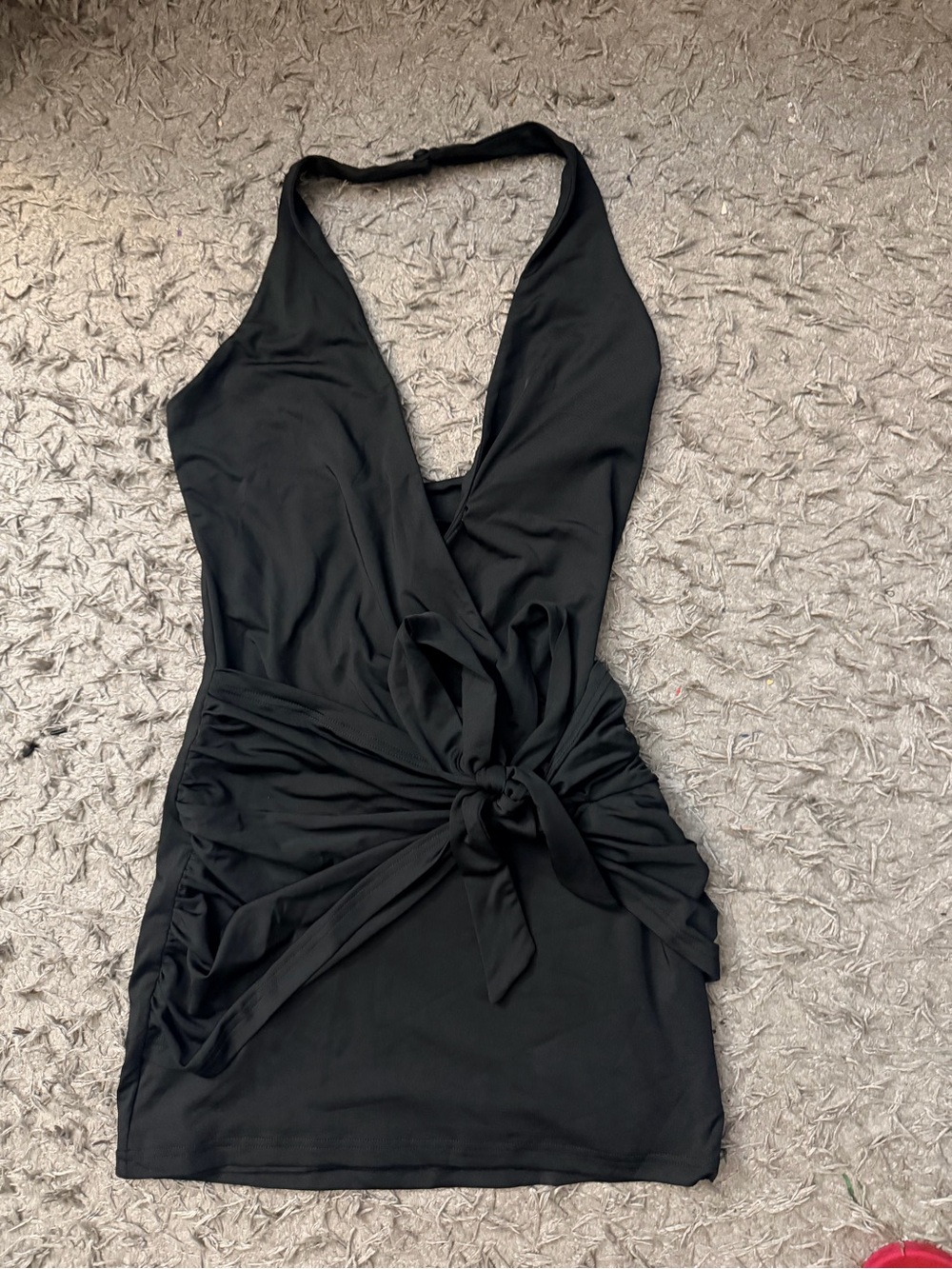 superdown Black Halter Tie-Waist Mini Dress